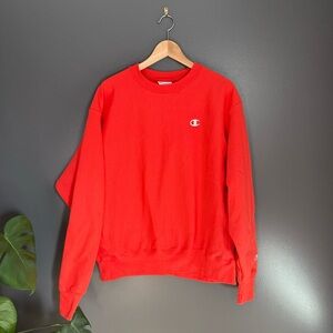 Champion Women Bright Orange Crew Neck Sweatshirt with Classic Logo Size Large
